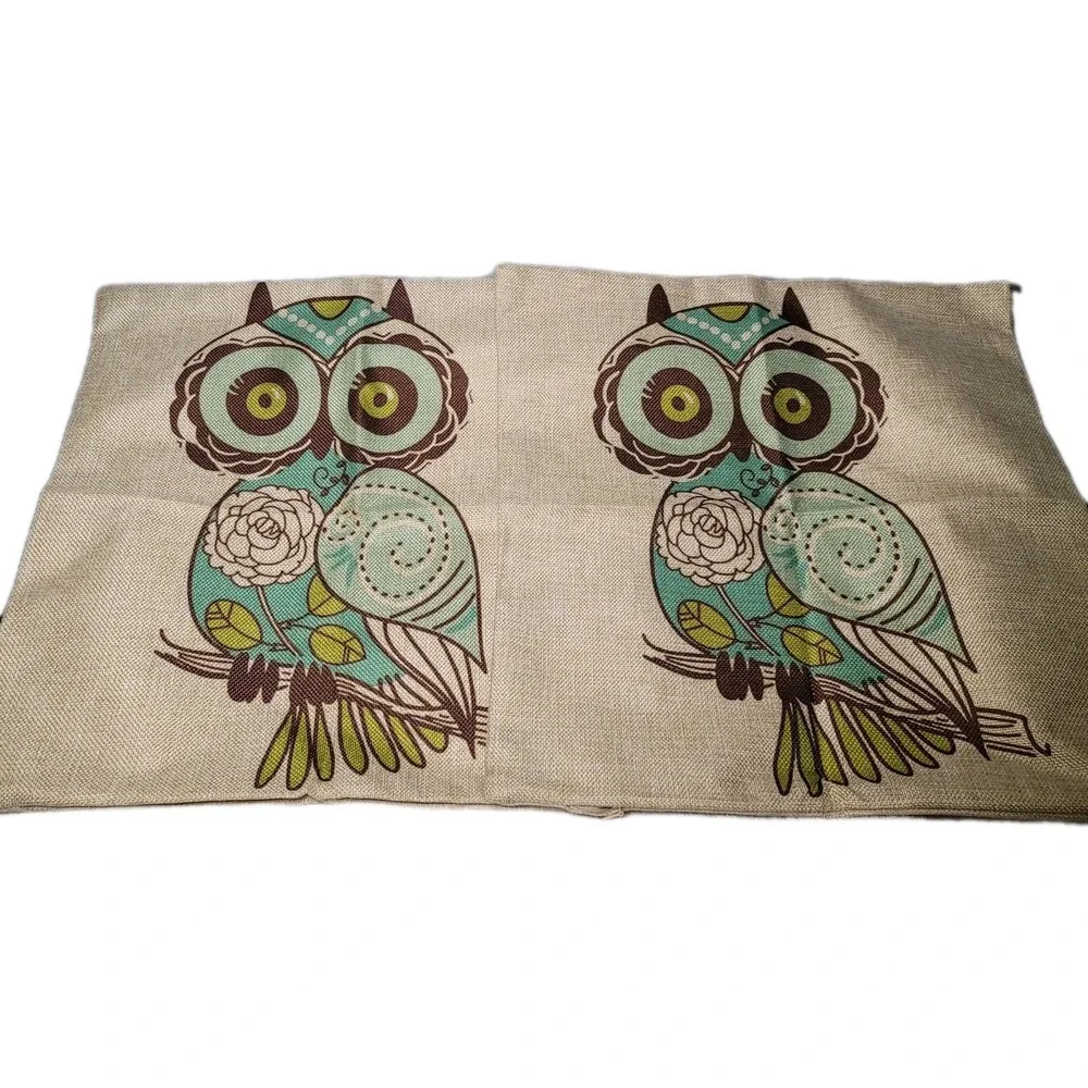 Owl Decorative Throw Pillow Cover 17x17 Home Decor Set Of 2